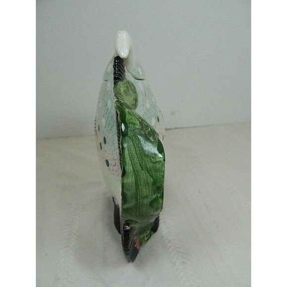 Vintage Tropical Fish Teapot Green/White Thin Made in Taiwan Seaweed Handle 7"H - Picture 2 of 15